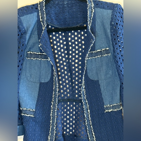 Blue Punched Holes Blazer - Picture 3 of 3
